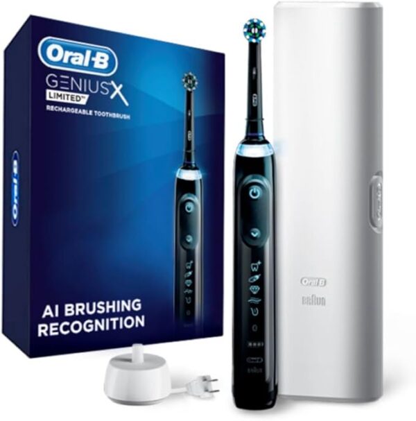 Oral-B Genius X Limited Rechargeable Electric Toothbrush with 1 Replacement Brush Head, Travel Case, Midnight Black