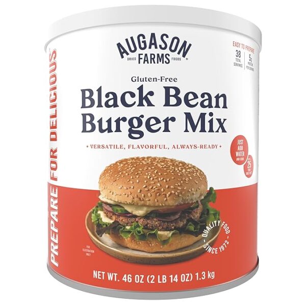 Augason Farms Black Bean Burger Mix Can