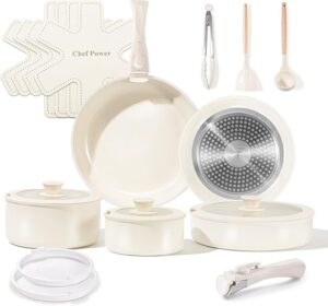 Ceramic Cookware Set Non Toxic with Detachable Handles